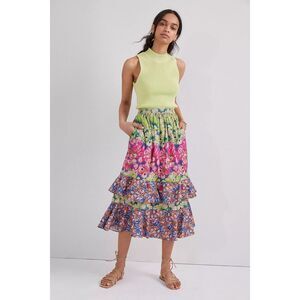 New Anthropologie Villa Tiered Midi Skirt sz Medium